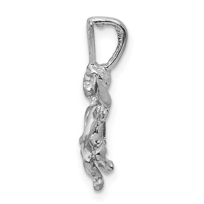 14k  3D White Gold Satin Angel Pendant-D1510