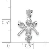 14k  3D White Gold Satin Angel Pendant-D1510
