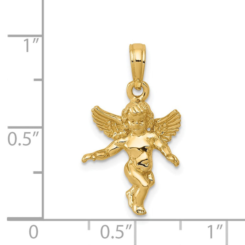 14k  3D Polished Solid Angel Pendant-D1512