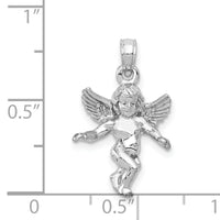 14k  3D White Gold Polished Solid Angel Pendant-D1512W