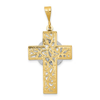 14k Two-tone Claddagh Cross Pendant-D1521