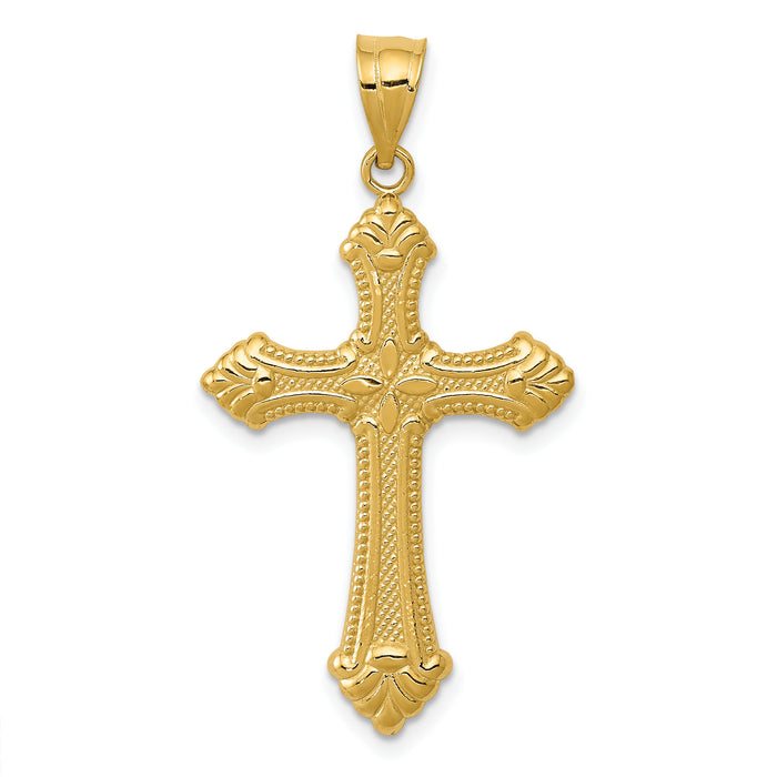 14k Polished Cross Pendant-D1523