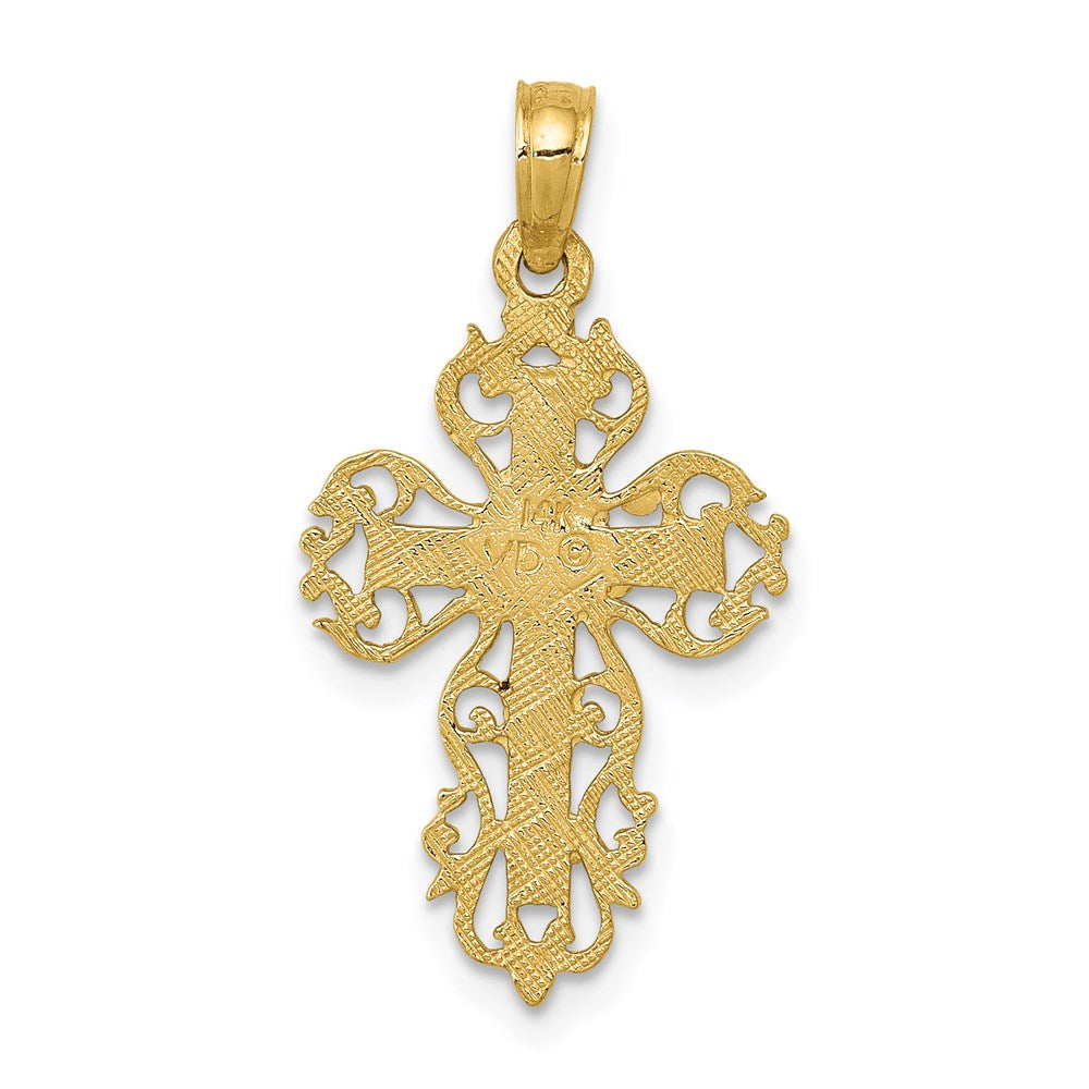 14k Polished Filigree Cross Charm-D1533