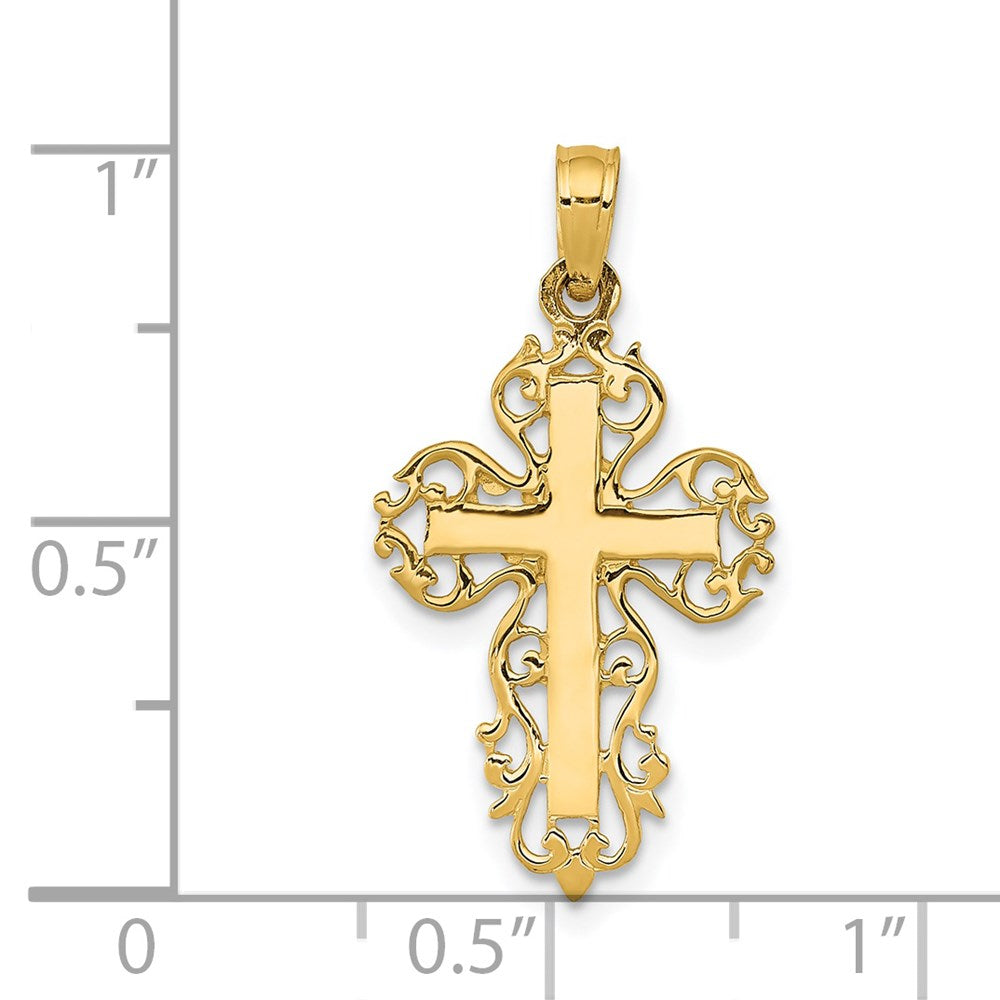 14k Polished Filigree Cross Charm-D1533