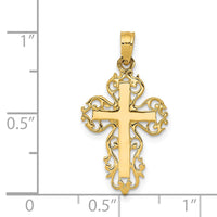 14k Polished Filigree Cross Charm-D1533