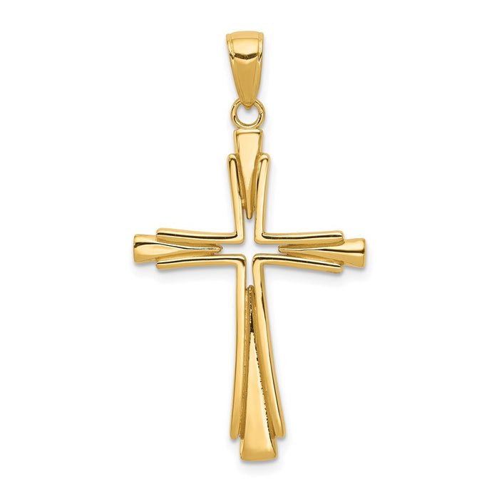 14k Polished Solid Cross Pendant-D1541