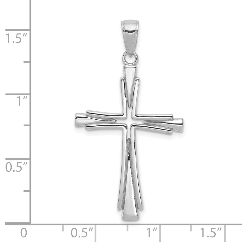 14K White Gold Polished Solid Cross Pendant-D1541W