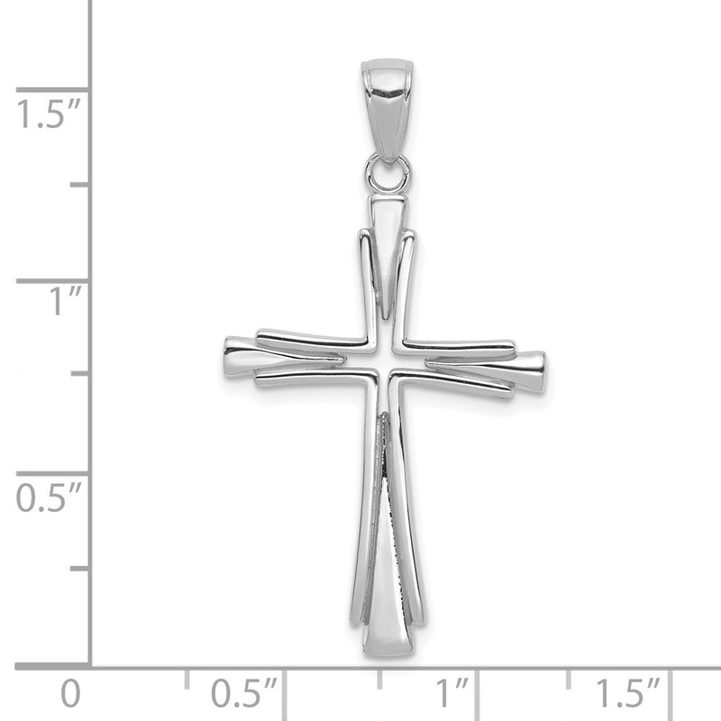 14K White Gold Polished Solid Cross Pendant-D1541W