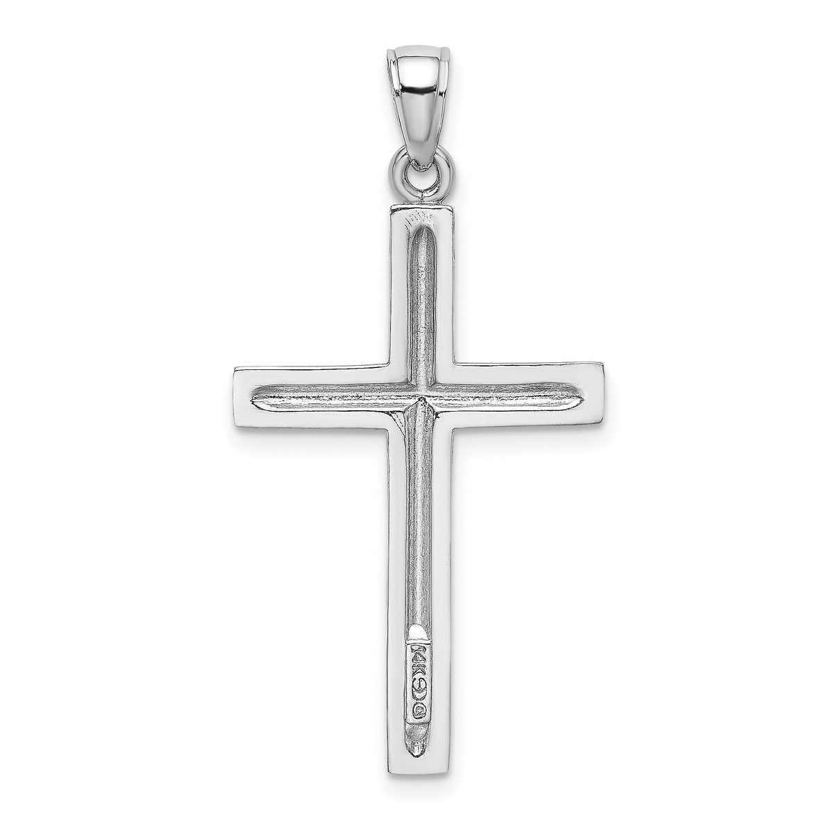 14k White Gold Polished Cross Pendant-D1544W