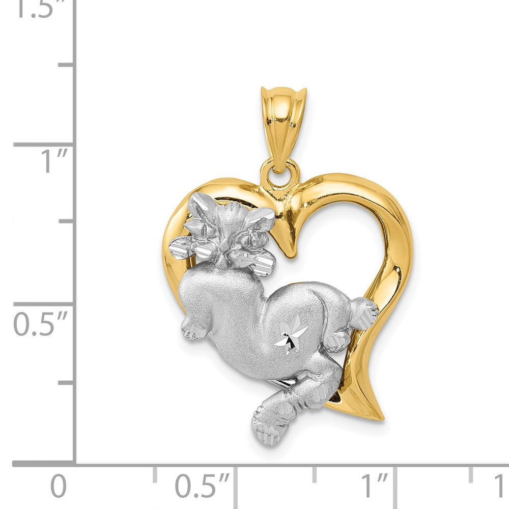 14k Two-tone Cat In Heart Charm-D155