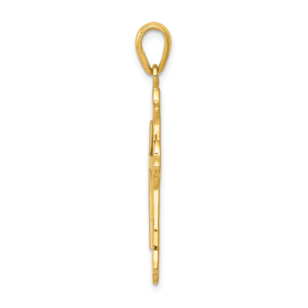 14k Two-tone Fleur De Lis Cross Pendant-D1559