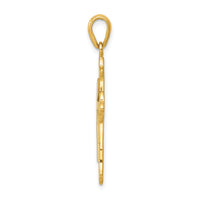 14k Two-tone Fleur De Lis Cross Pendant-D1559