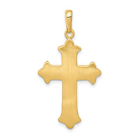 14k Two-tone Fleur De Lis Cross Pendant-D1559