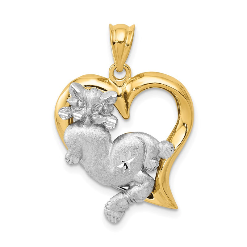 14k Two-tone Cat In Heart Charm-D155