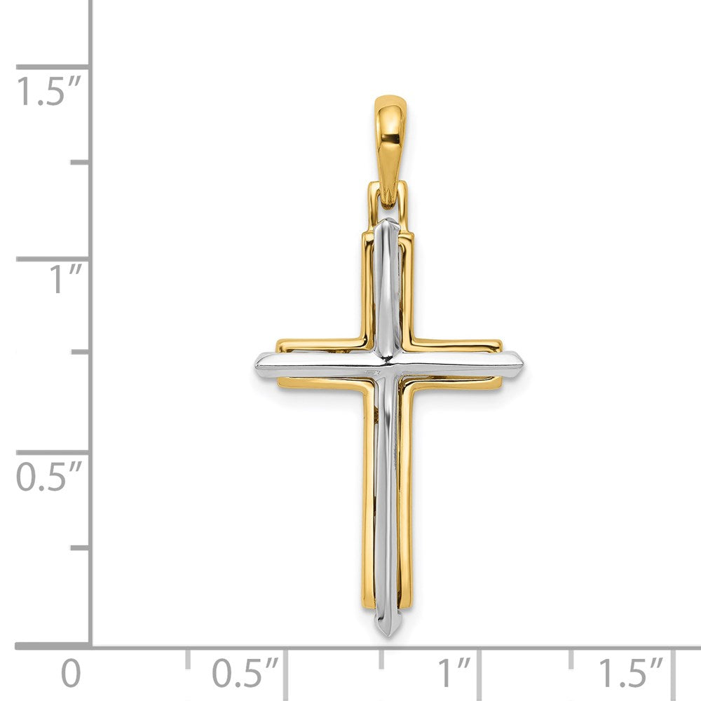 14k Two-tone Fancy Cross Pendant-D1563