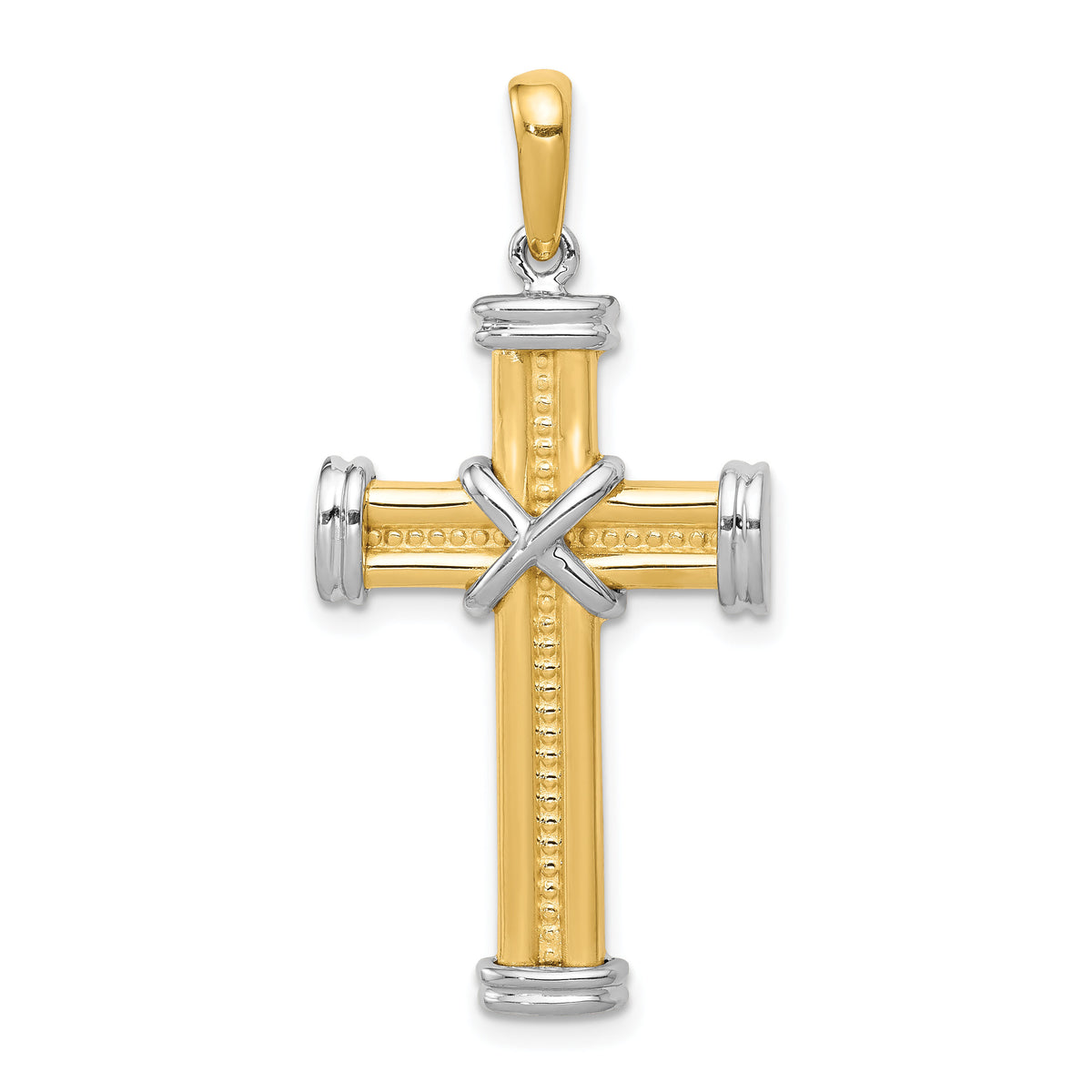 14k Two-tone Fancy Cross Pendant-D1574