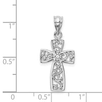 14k White Gold Filigree Cross Pendant-D1592