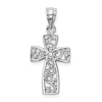 14k White Gold Filigree Cross Pendant-D1592