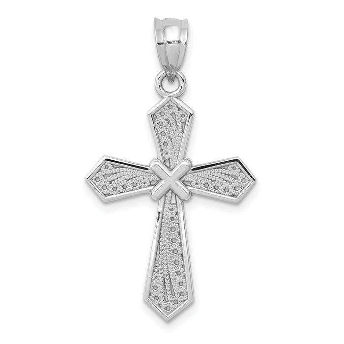 14k White Gold Passion Cross Pendant-D1595
