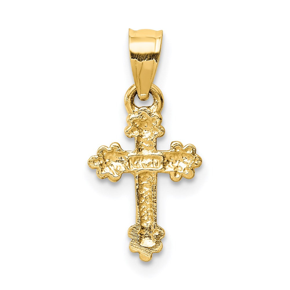 14k Tiny Budded Cross Charm-D1616