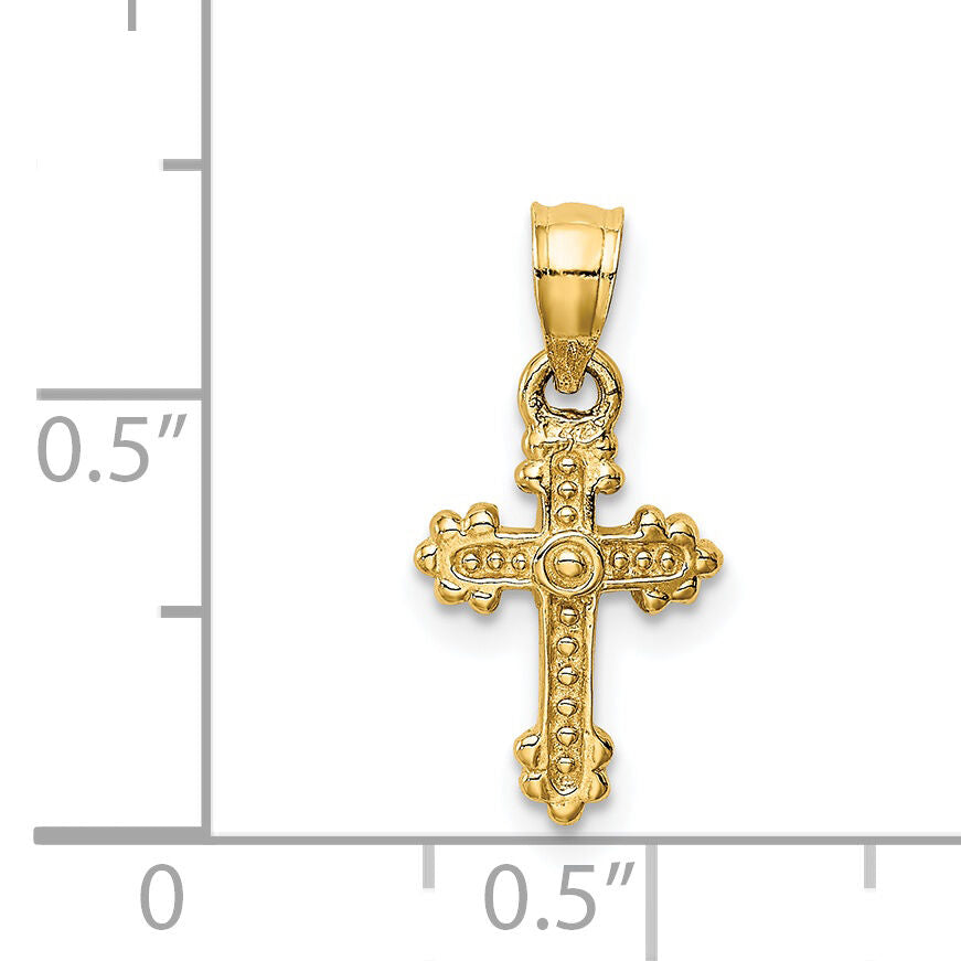 14k Tiny Budded Cross Charm-D1616