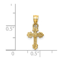 14k Tiny Budded Cross Charm-D1616