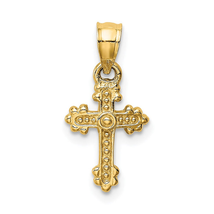 14k Tiny Budded Cross Charm-D1616