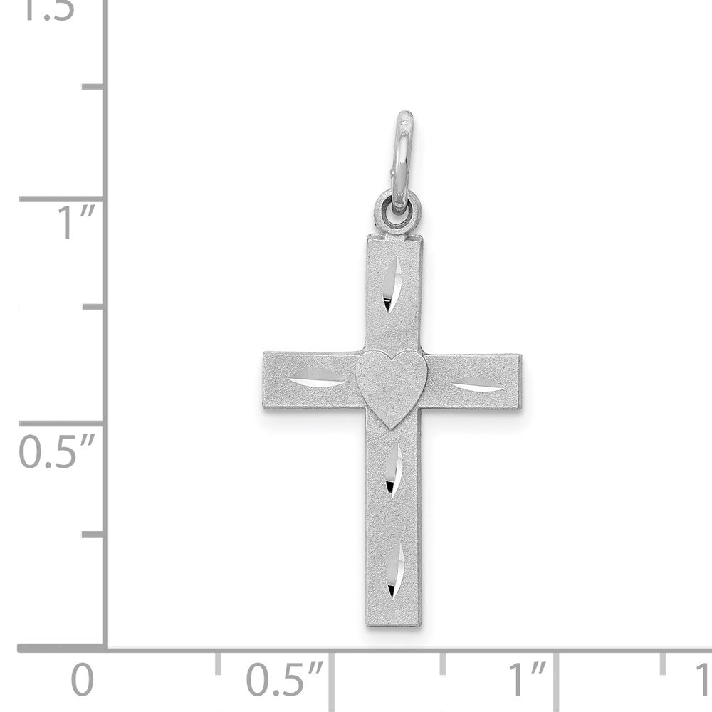 14k White Gold Diamond-cut Latin Cross Charm-D1618