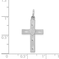 14k White Gold Diamond-cut Latin Cross Charm-D1618