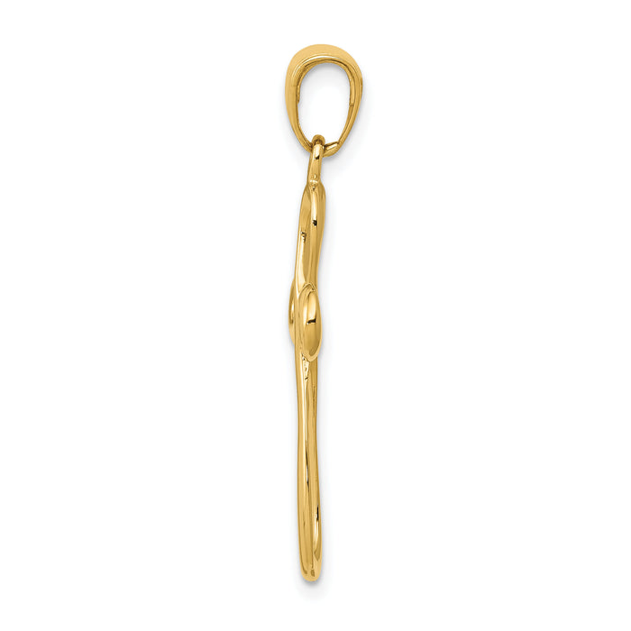 14k Polished Cross Pendant-D1621