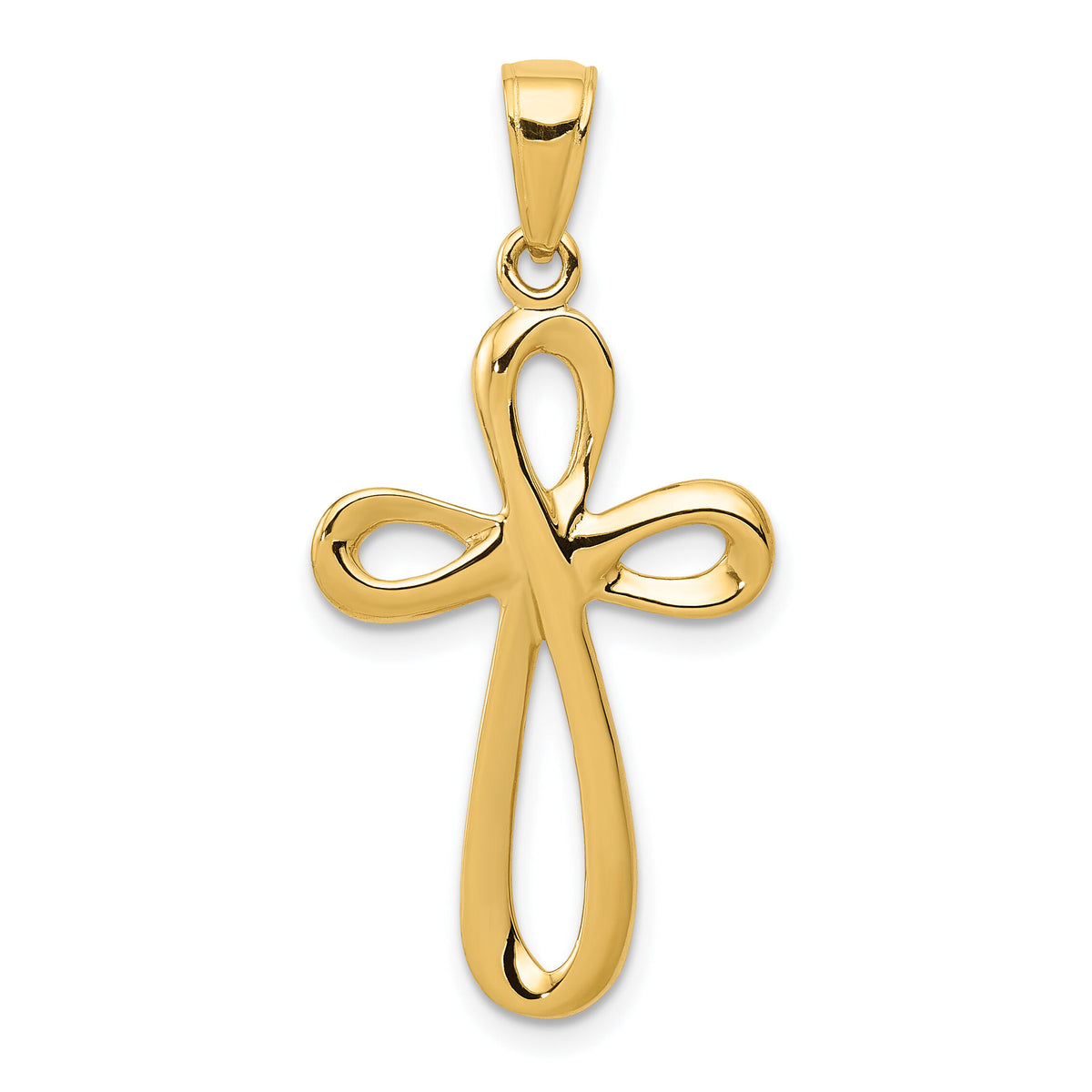 14k Polished Cross Pendant-D1621