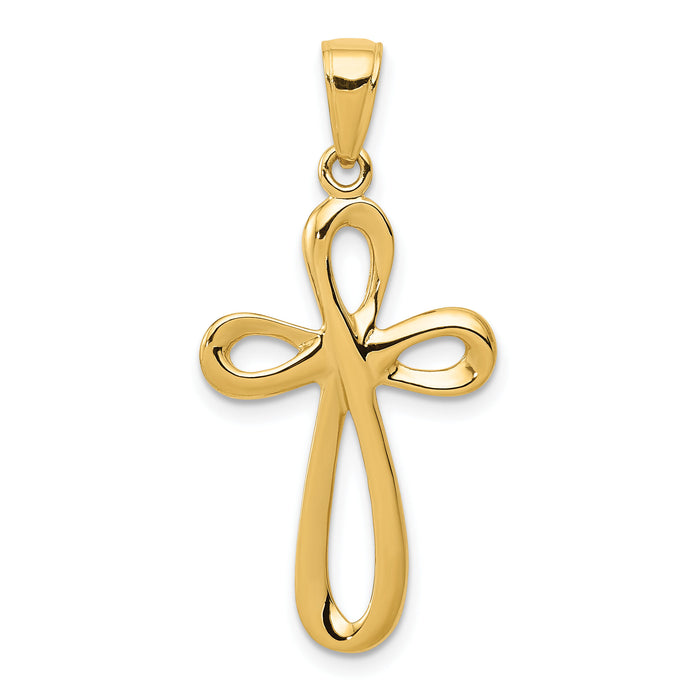14k Polished Cross Pendant-D1621