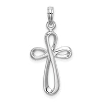14k White Gold Polished Cross Pendant-D1621W
