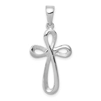 14k White Gold Polished Cross Pendant-D1621W