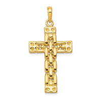 14K Polished Panther Link Style Cross Pendant-D1631