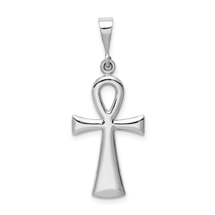 14k White Gold Ankh Cross Pendant-D1635