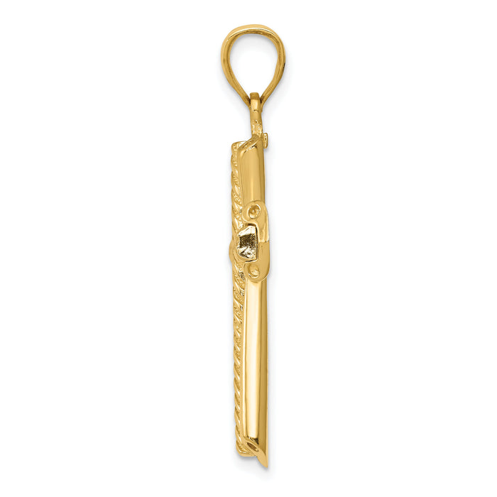 14k Twisted Cross Pendant-D1636