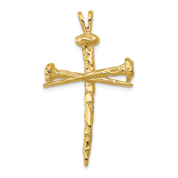 14K Polished Nail Cross Charm-D164