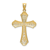 14k w/Rhodium Filigree Cross Pendant-D1645