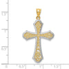 14k w/Rhodium Filigree Cross Pendant-D1645