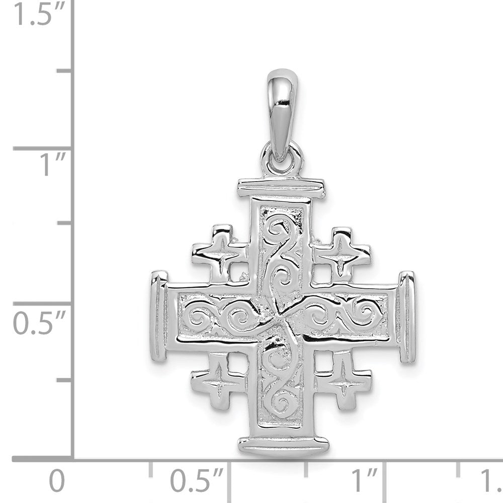 14k White Gold Jerusalem Cross Pendant-D1658