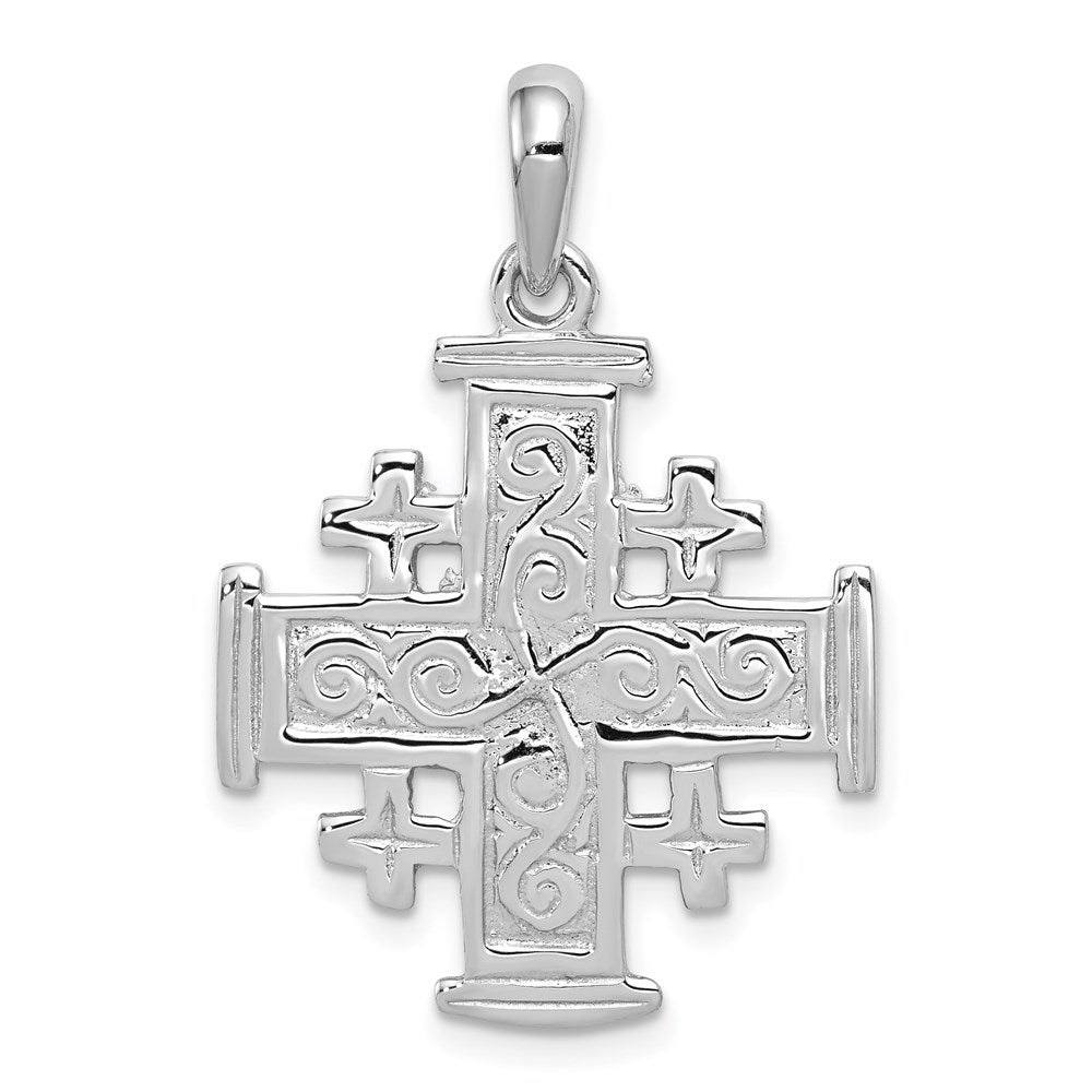 14k White Gold Jerusalem Cross Pendant-D1658