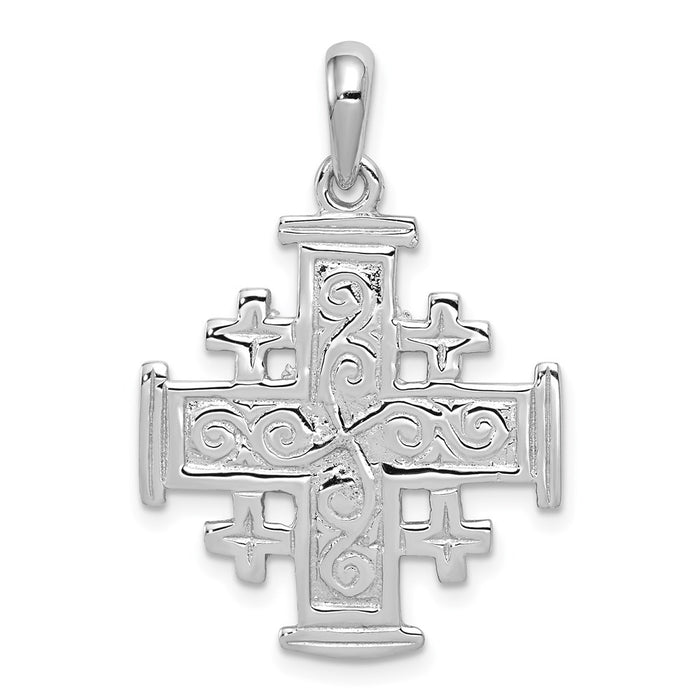 14k White Gold Jerusalem Cross Pendant-D1658