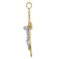 14k Two-tone INRI Crucifix Pendant-D1665