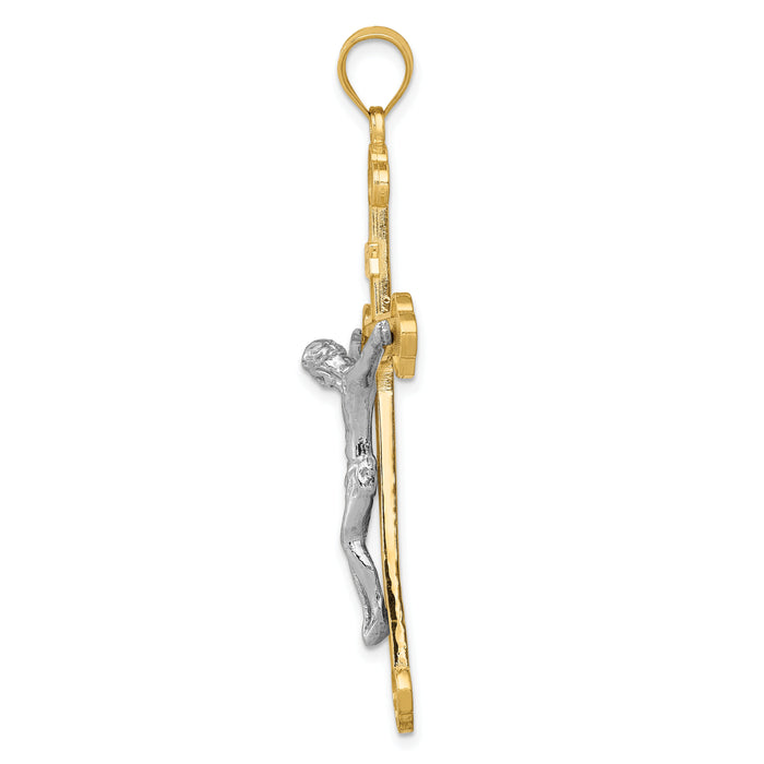 14k Two-tone INRI Crucifix Pendant-D1665