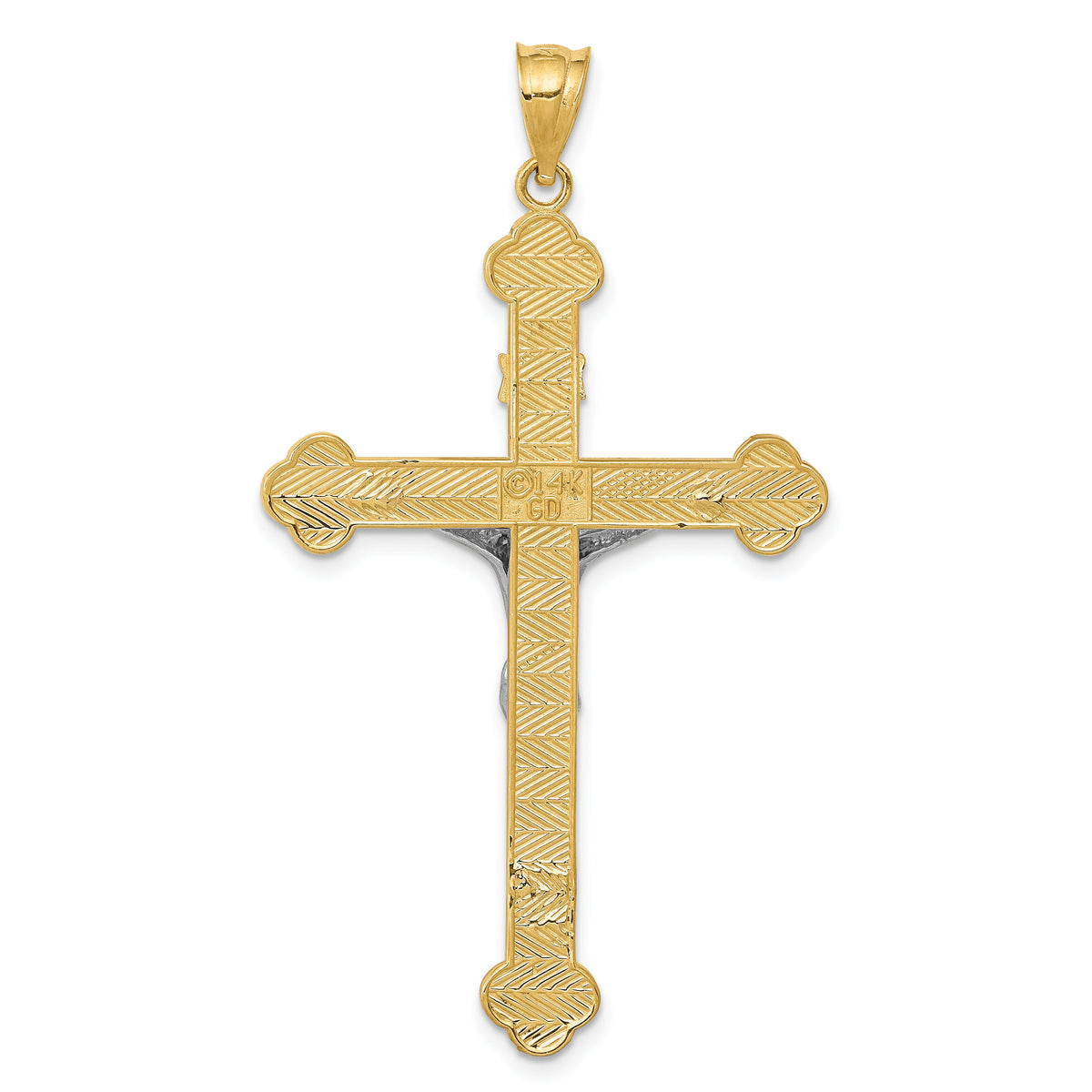 14k Two-tone INRI Crucifix Pendant-D1665