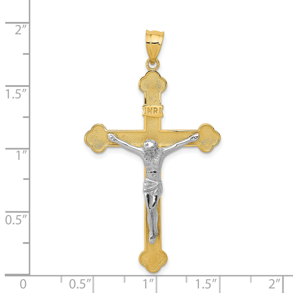 14k Two-tone INRI Crucifix Pendant-D1665