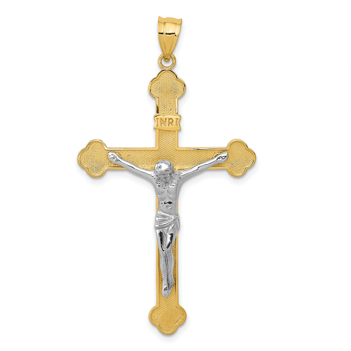 14k Two-tone INRI Crucifix Pendant-D1665
