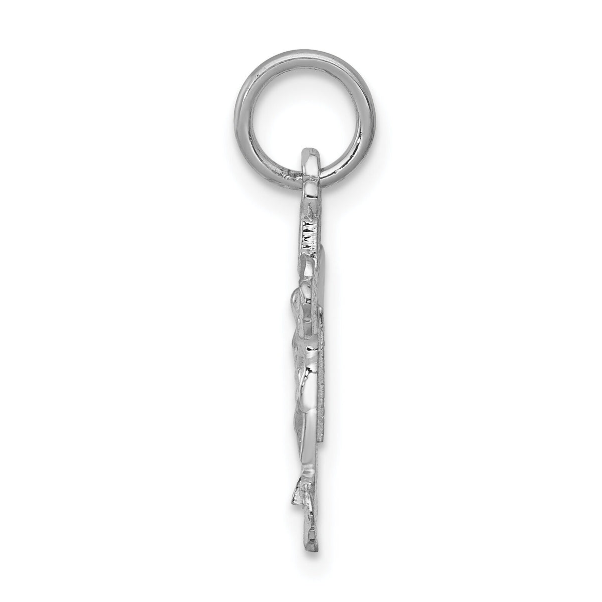 14k White Gold  Satin Diamond-cut Crucifix Charm-D1676