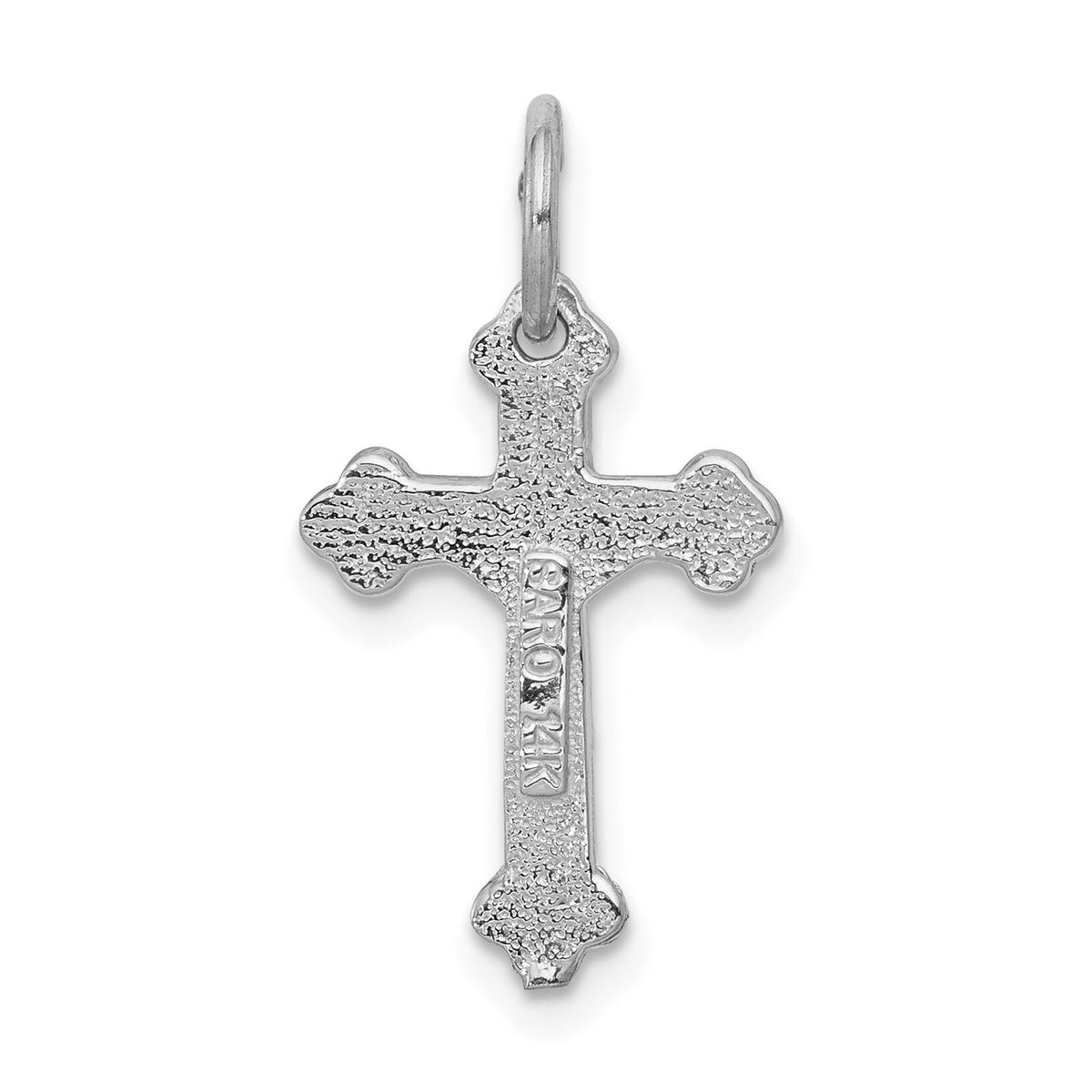 14k White Gold  Satin Diamond-cut Crucifix Charm-D1676
